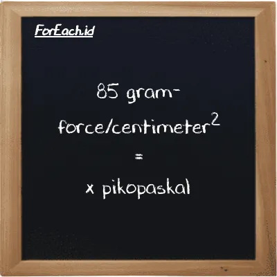 Contoh konversi gram-force/centimeter<sup>2</sup> ke pikopaskal (gf/cm<sup>2</sup> ke pPa)
